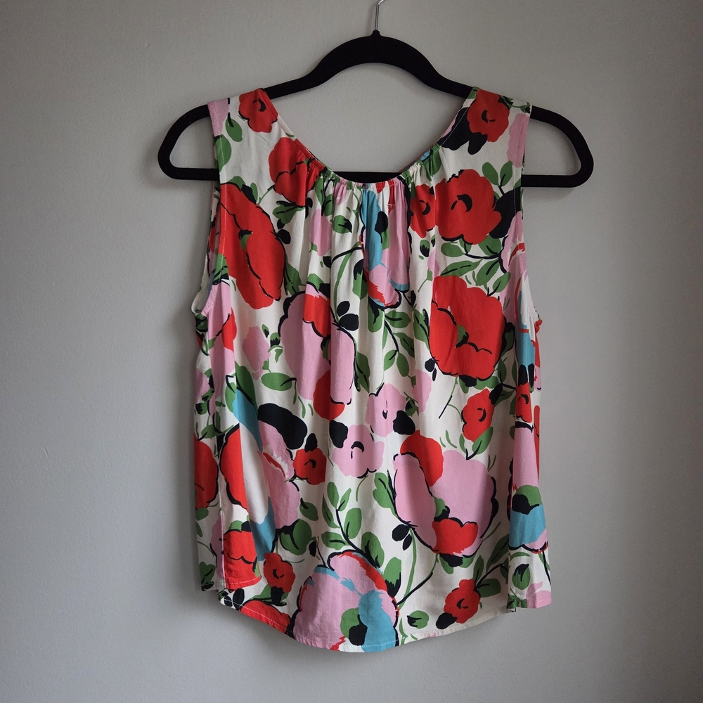 Velvet by Graham & Spencer Poppies Floral Sleeveless Camisole Top Blouse Retro S